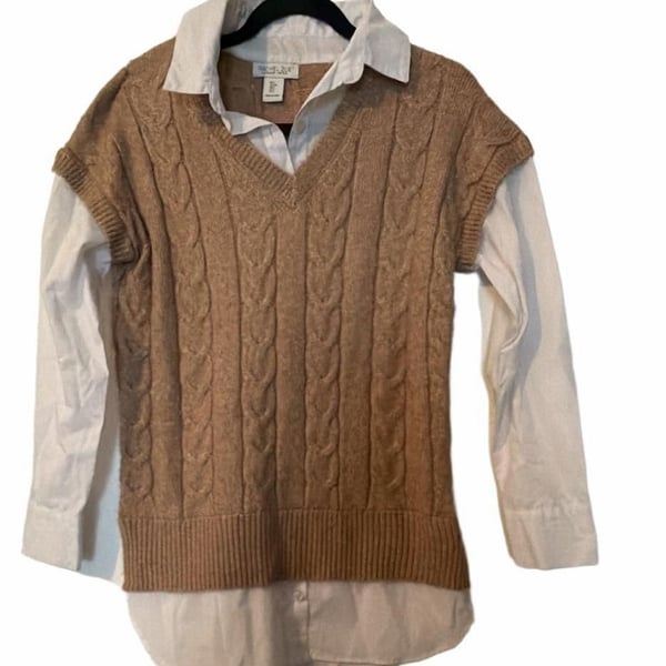 Rachel Zoe 2-In-1 Sweater Vest Size S Brown