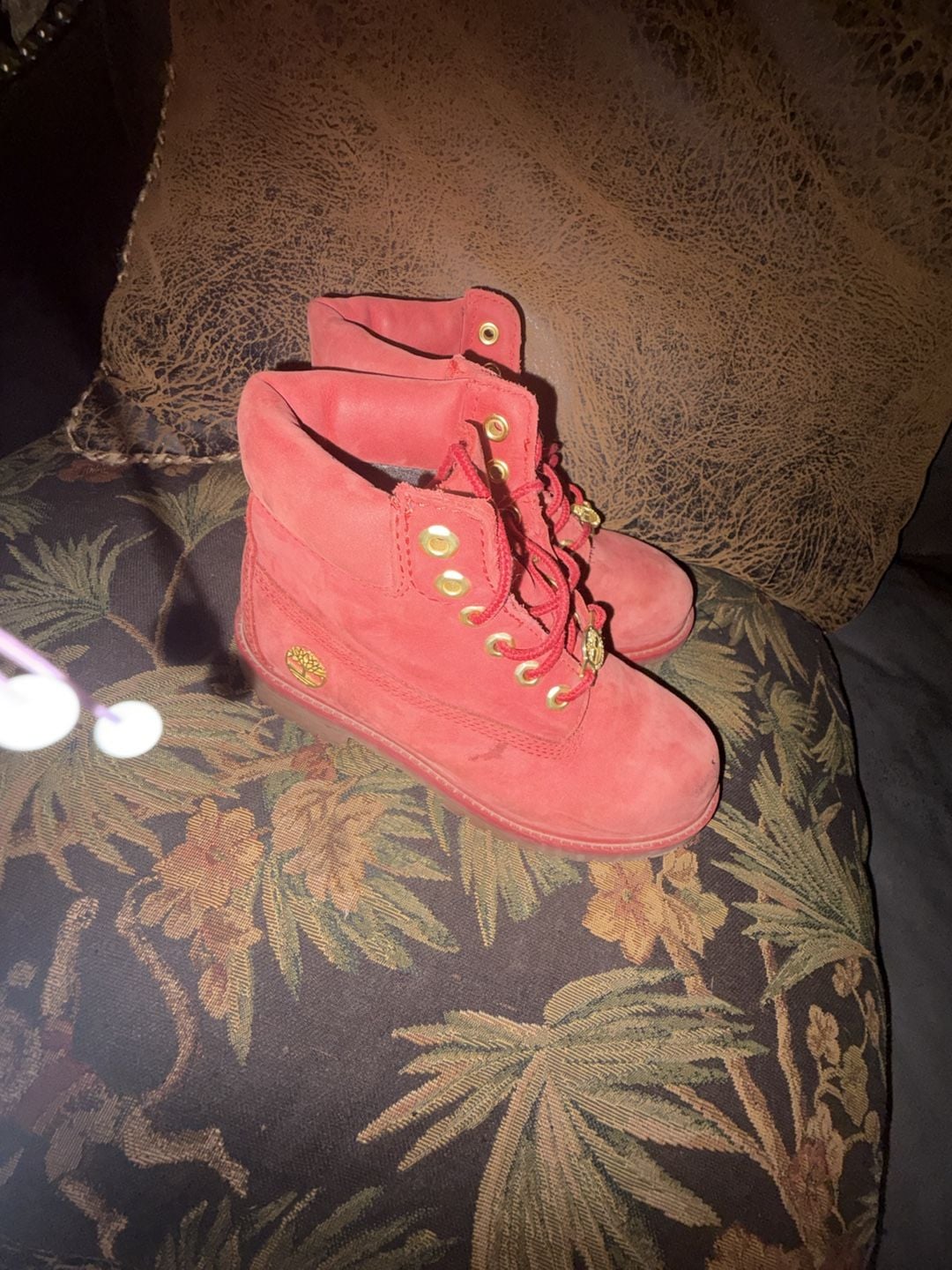 Timberland 6-Inch Premium Waterproof Boots Size 1Y Dark Red 2