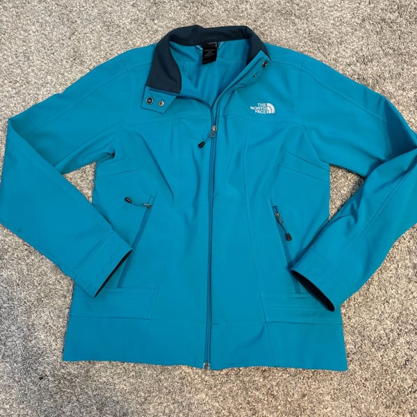 The North Face Softshell Jacket Size M Teal Blue Full Zip