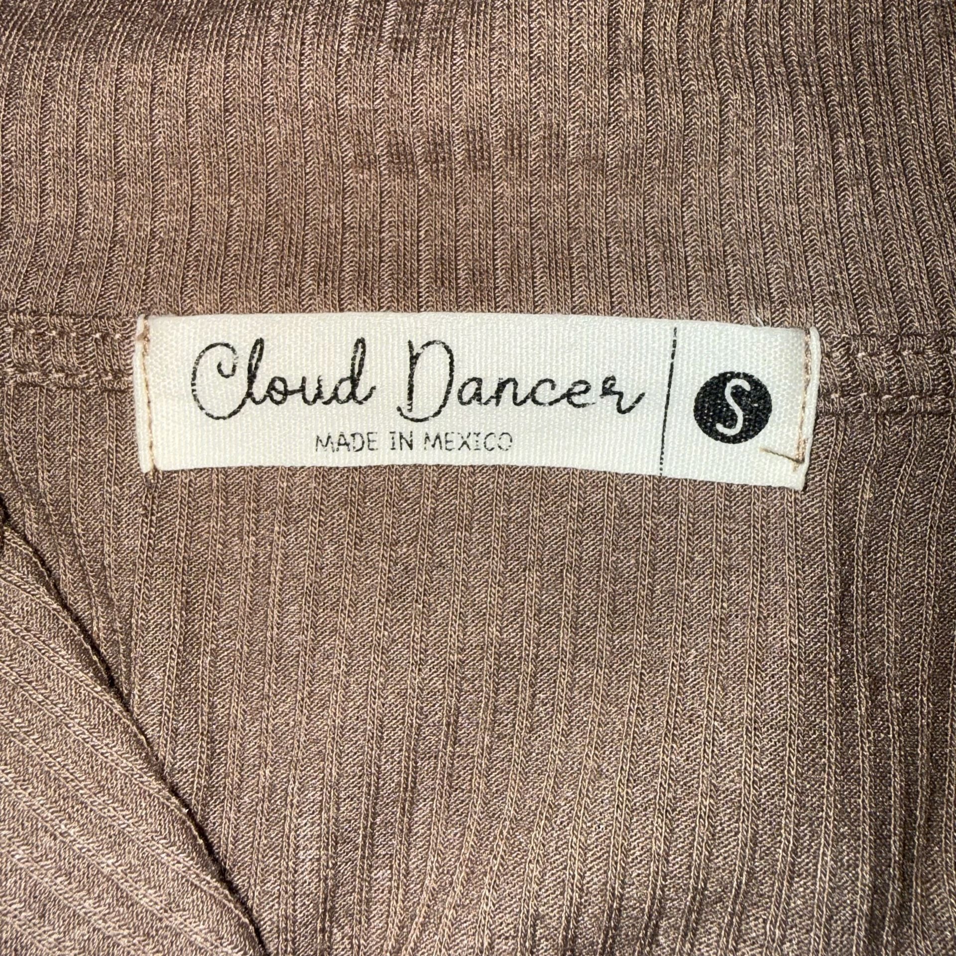 Cloud Dancer Top Size S Brown Ribbed Quarter Zip 3