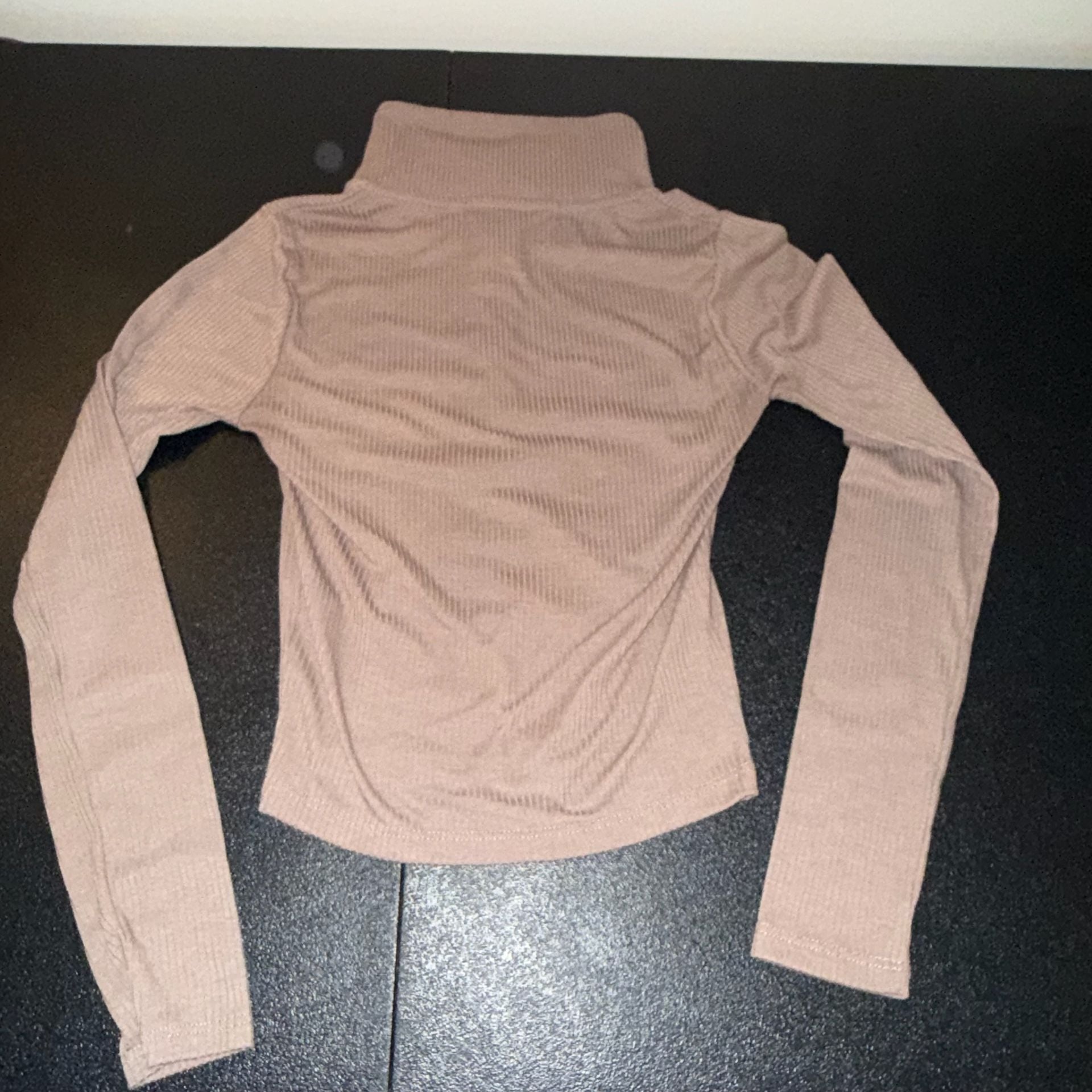 Cloud Dancer Top Size S Brown Ribbed Quarter Zip 7