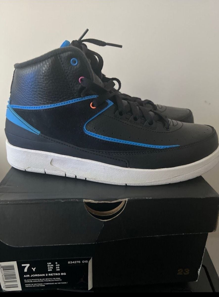 Air Jordan 2 Retro BG Radio Raheem Size 7Y Black Photo Blue 2