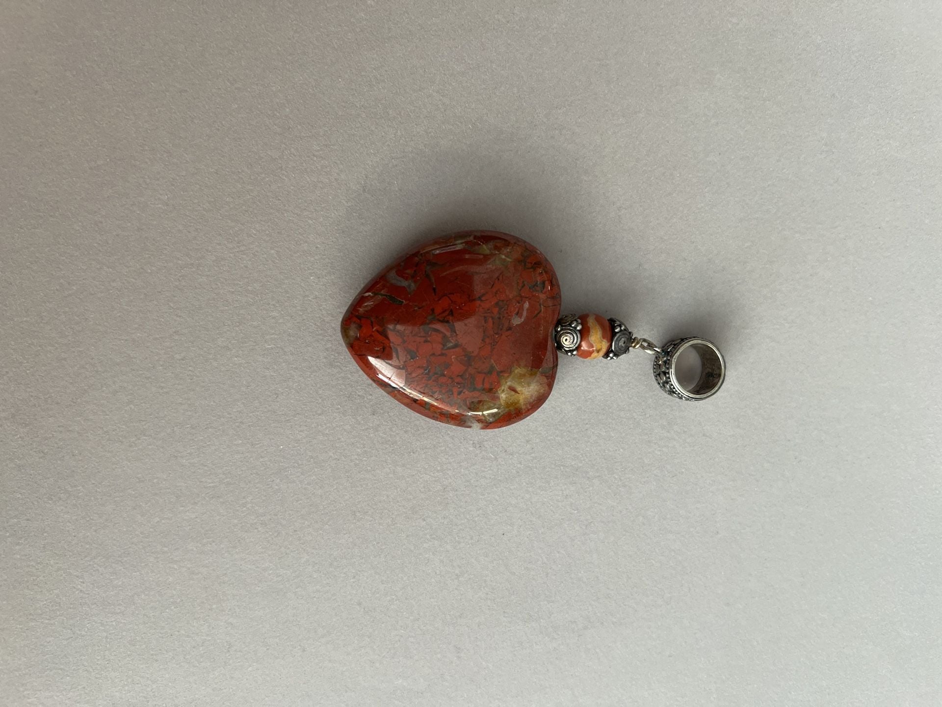 Southwestern Sterling Silver Red Jasper Heart Pendant Red Stone 2