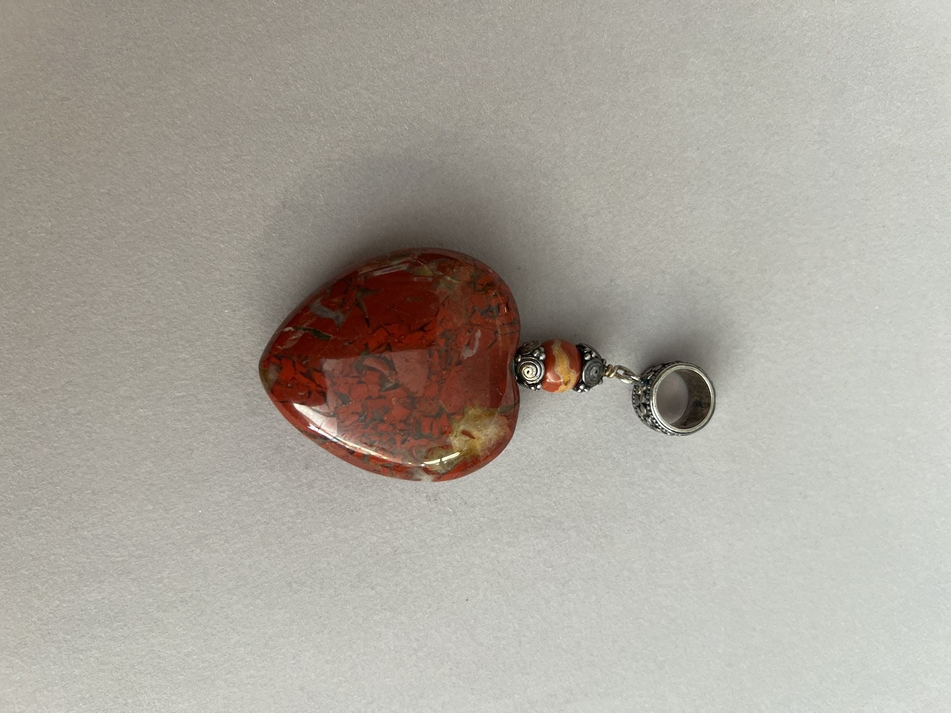 Southwestern Sterling Silver Red Jasper Heart Pendant Red Stone 3