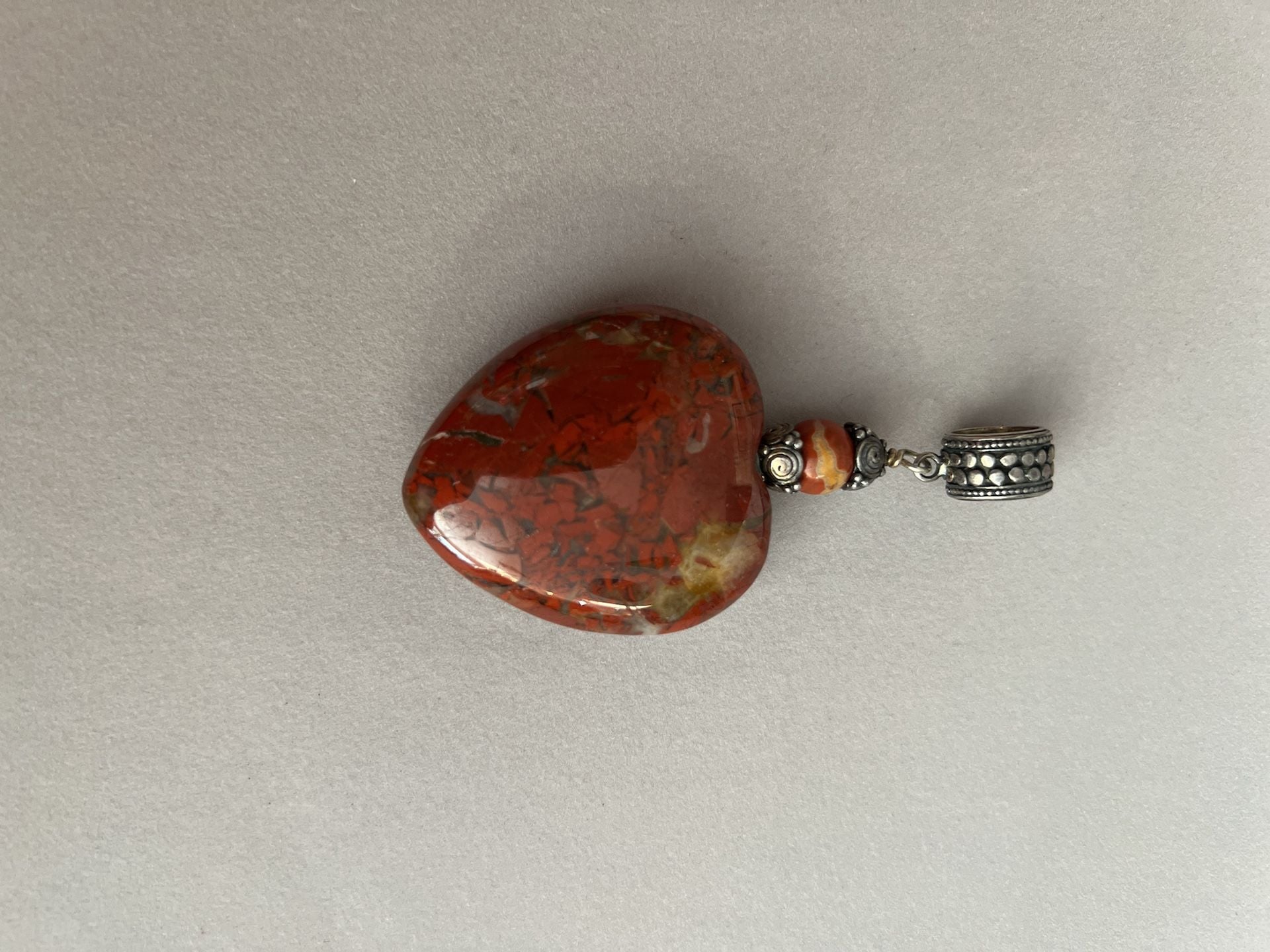Southwestern Sterling Silver Red Jasper Heart Pendant Red Stone 4