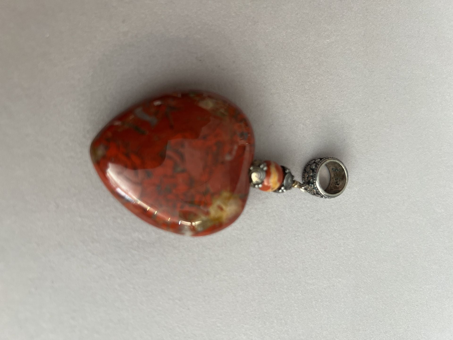 Southwestern Sterling Silver Red Jasper Heart Pendant Red Stone 5