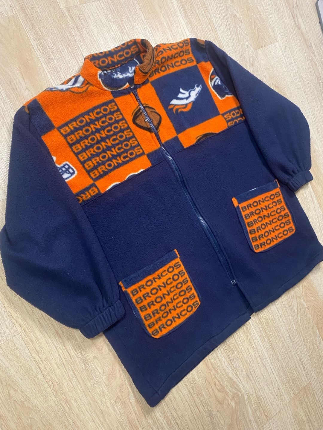 NFL Denver Broncos Fleece Jacket Full Zip Blue Orange 2
