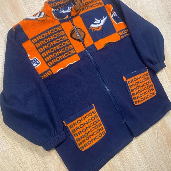 NFL Denver Broncos Fleece Jacket Full Zip Blue Orange