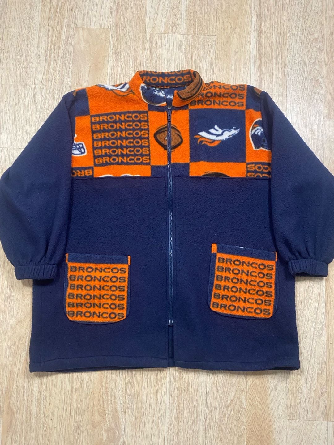 NFL Denver Broncos Fleece Jacket Full Zip Blue Orange 3