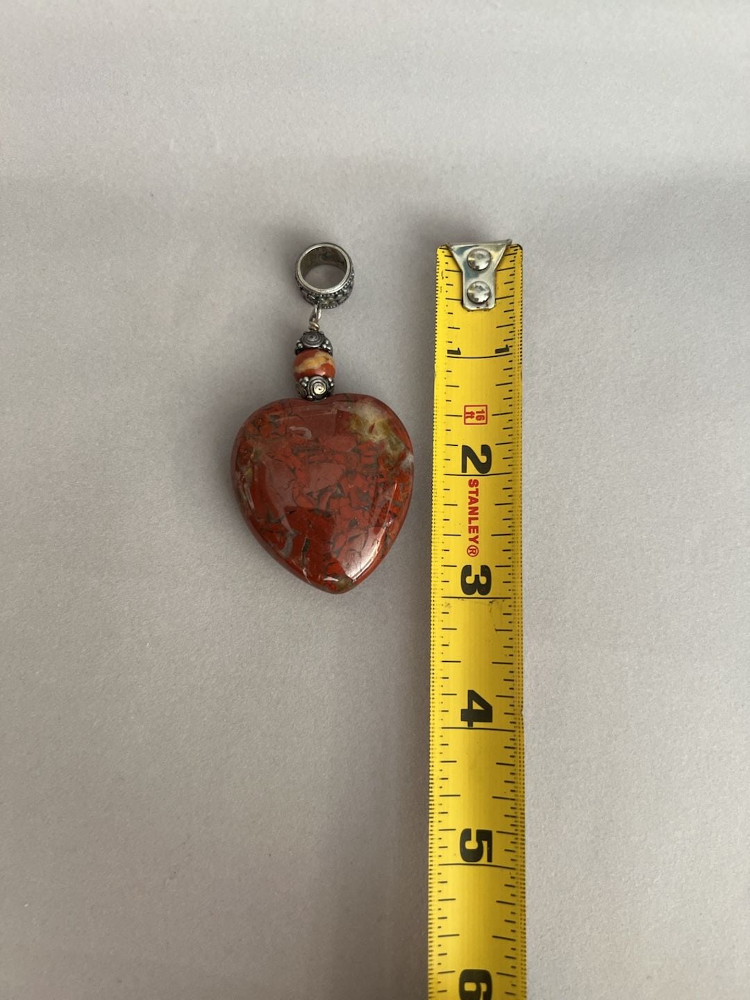 Southwestern Sterling Silver Red Jasper Heart Pendant Red Stone 6