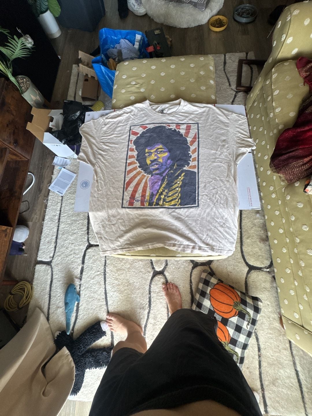 Authentic Hendrix Jimi Hendrix Graphic Tee Beige 4X Band Shirt Rock Vintage Styl 2
