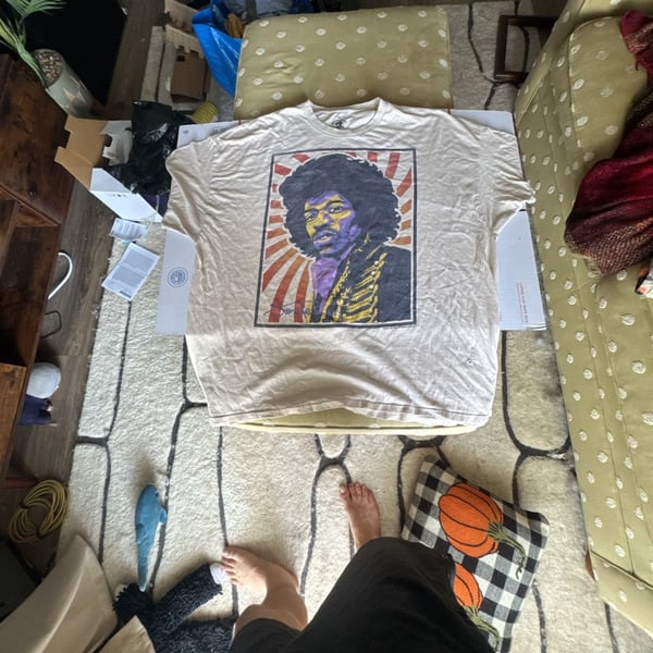 Authentic Hendrix Jimi Hendrix Graphic Tee Beige 4X Band Shirt Rock Vintage Styl