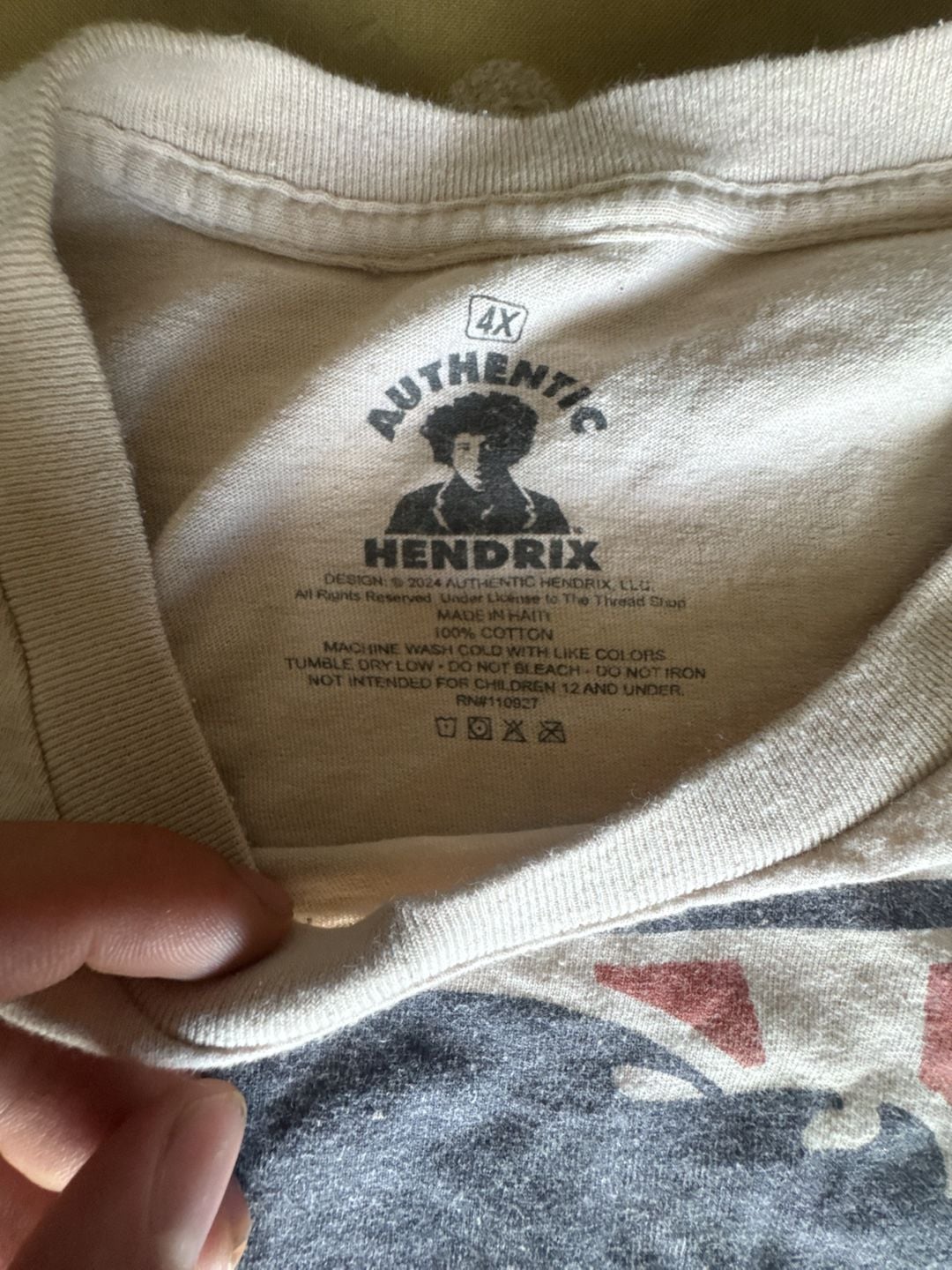 Authentic Hendrix Jimi Hendrix Graphic Tee Beige 4X Band Shirt Rock Vintage Styl 4