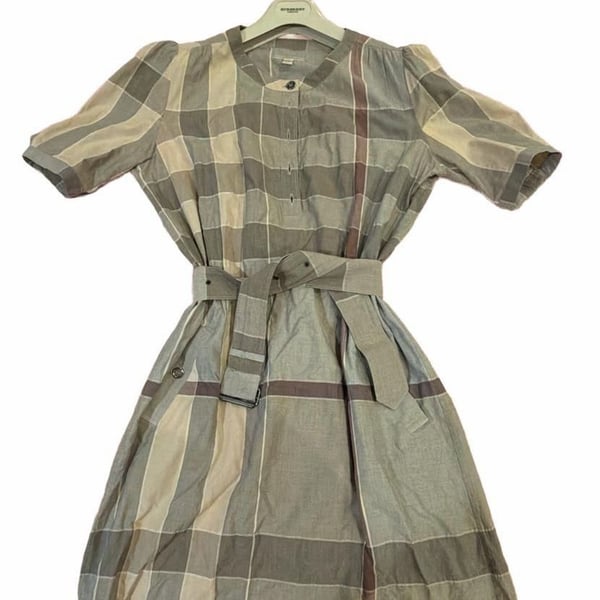 Burberry Brit Plaid Print Mini Dress - Neutrals Dresses, Clothing - BUR484841