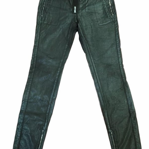 Authentic JUST CAVALLI casual low-waisted Green metallic Pants Size 26