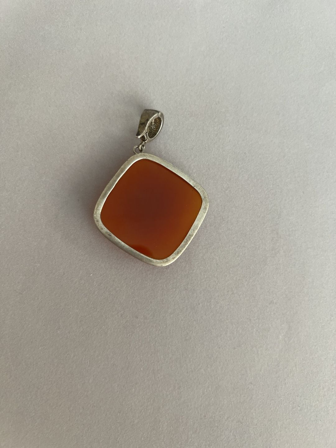Sterling Silver Red Carnelian Checker Cut Square Pendant 4