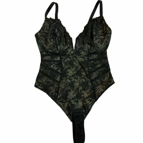 Aerie Wildflower Lace Bodysuit Black