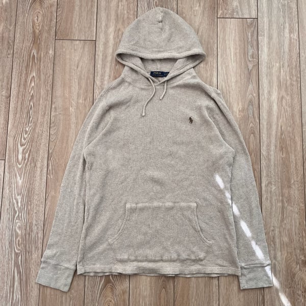 Polo Ralph Lauren Waffle Knit Thermal Hoodie Size XL Beige