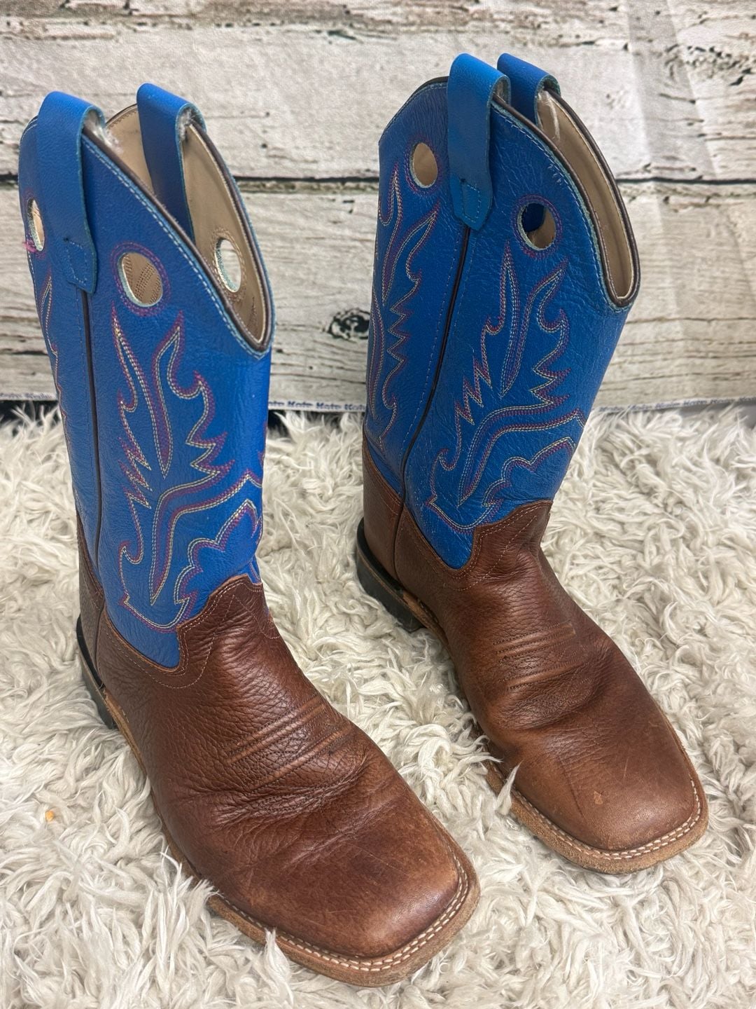 Cody James Western Boots Size 6-D Blue Brown 2
