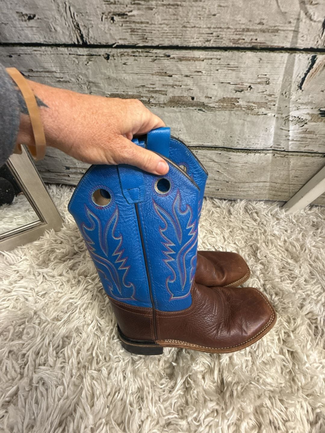 Cody James Western Boots Size 6-D Blue Brown 4