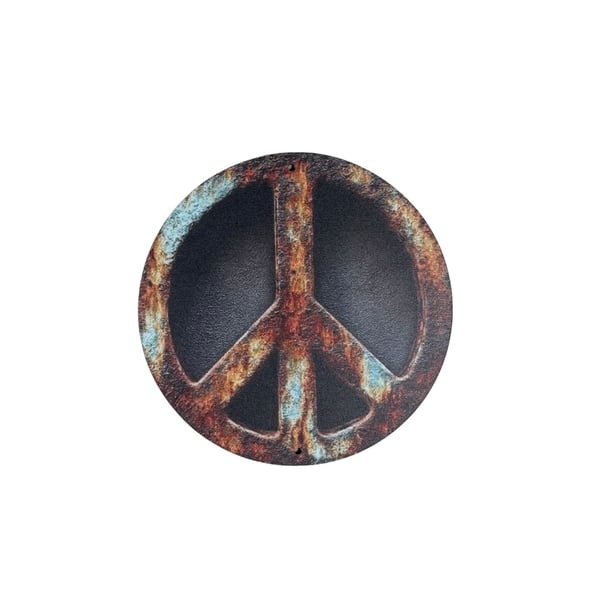 Rustic looking wooden Peace Sign Ornament Vintage Style Plaque