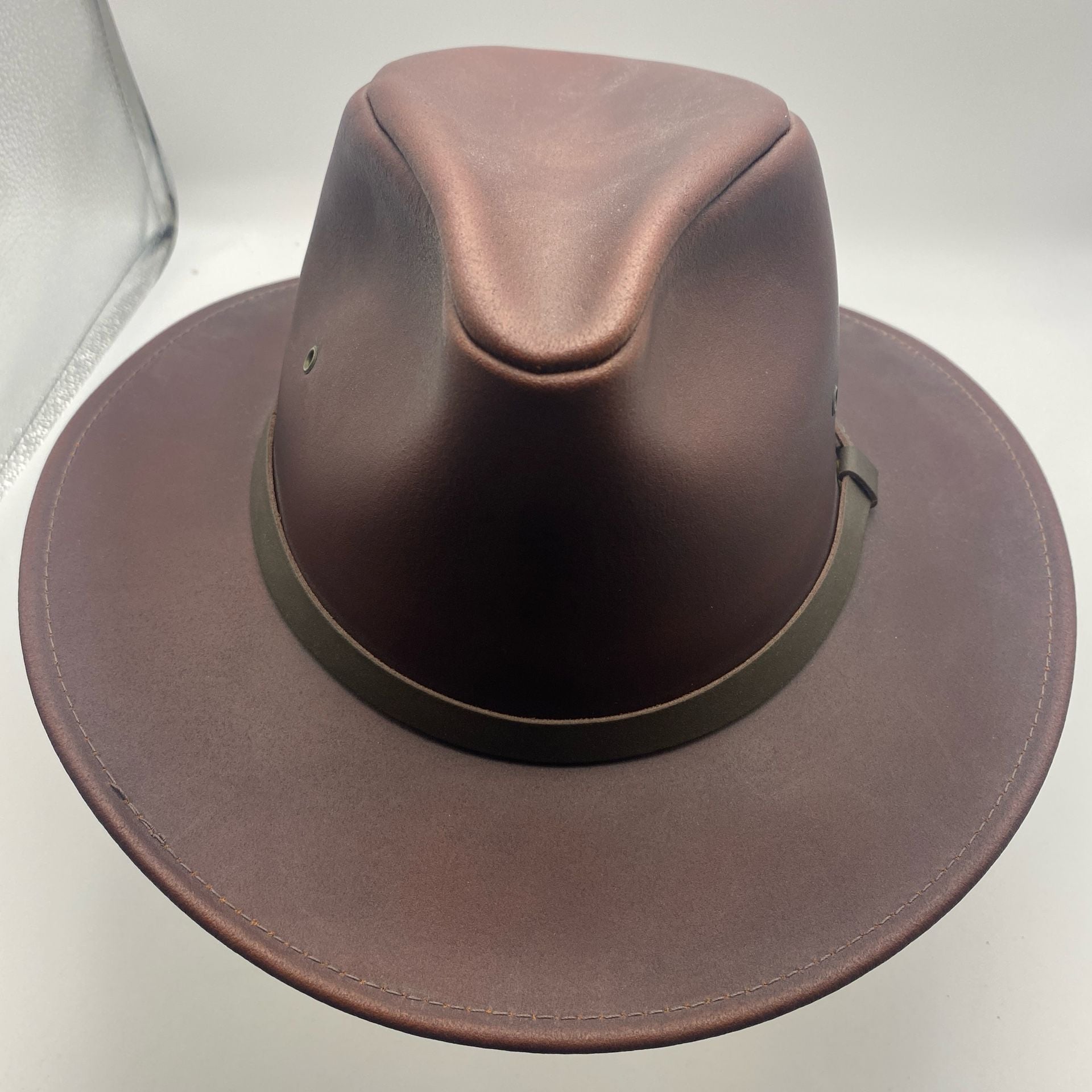 Henschel Hat Co. Brown Leather Aussie Outback Hat Size Medium 2