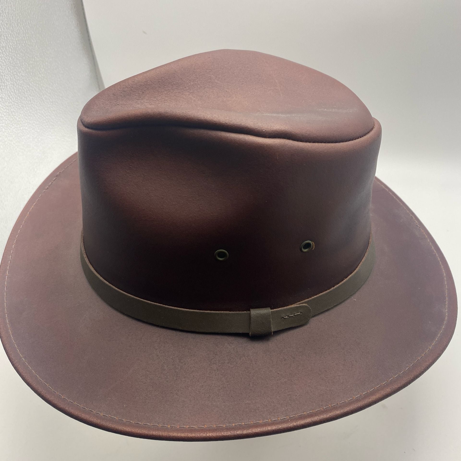 Henschel Hat Co. Brown Leather Aussie Outback Hat Size Medium 3