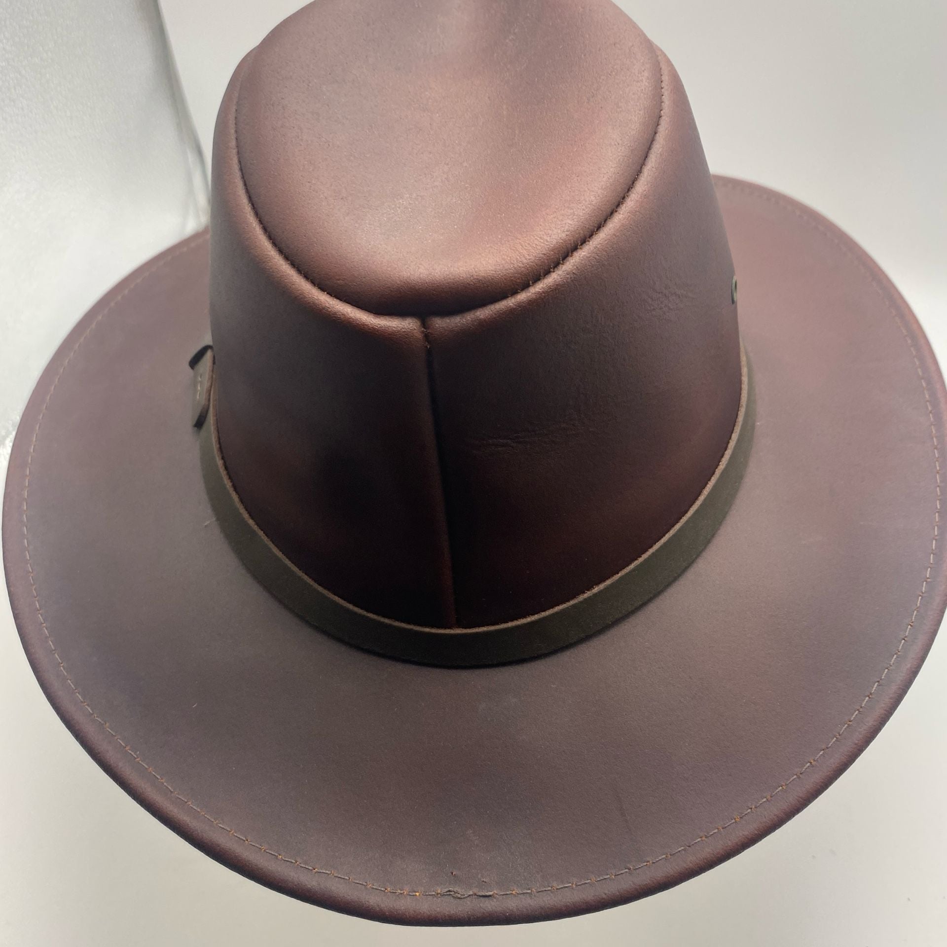 Henschel Hat Co. Brown Leather Aussie Outback Hat Size Medium 4