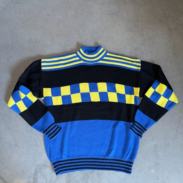 80s Aureus Sweater Checkered Knit Block