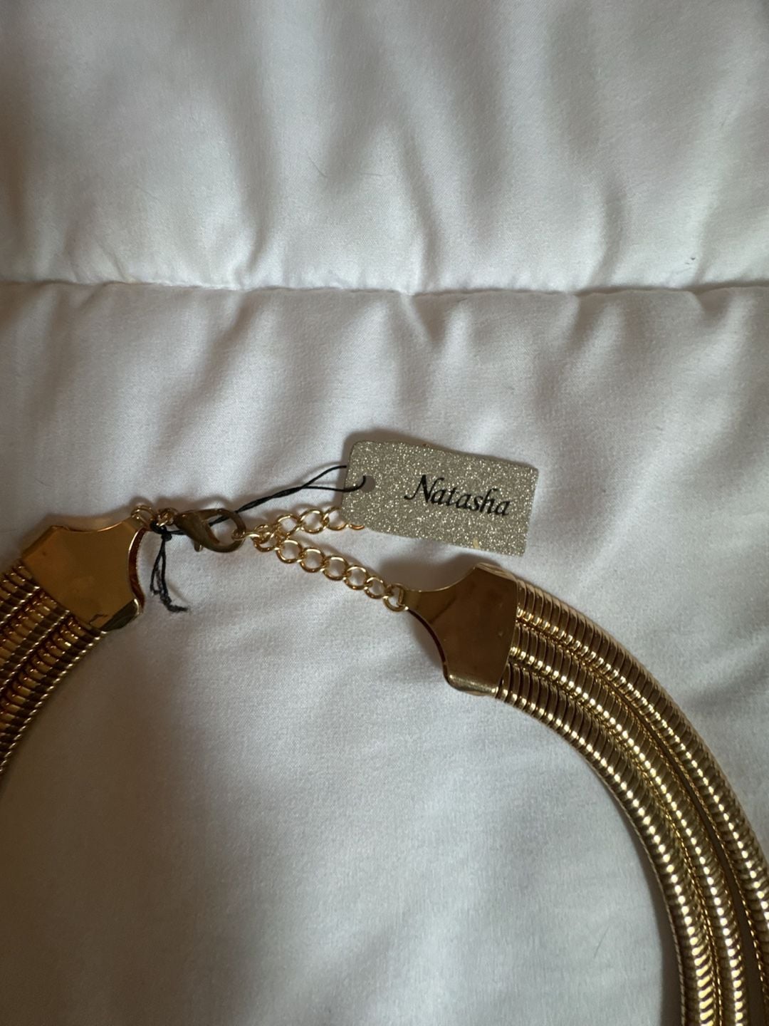 Natasha Multi-Strand Gold Tone Snake Chain Collar Necklace New 3