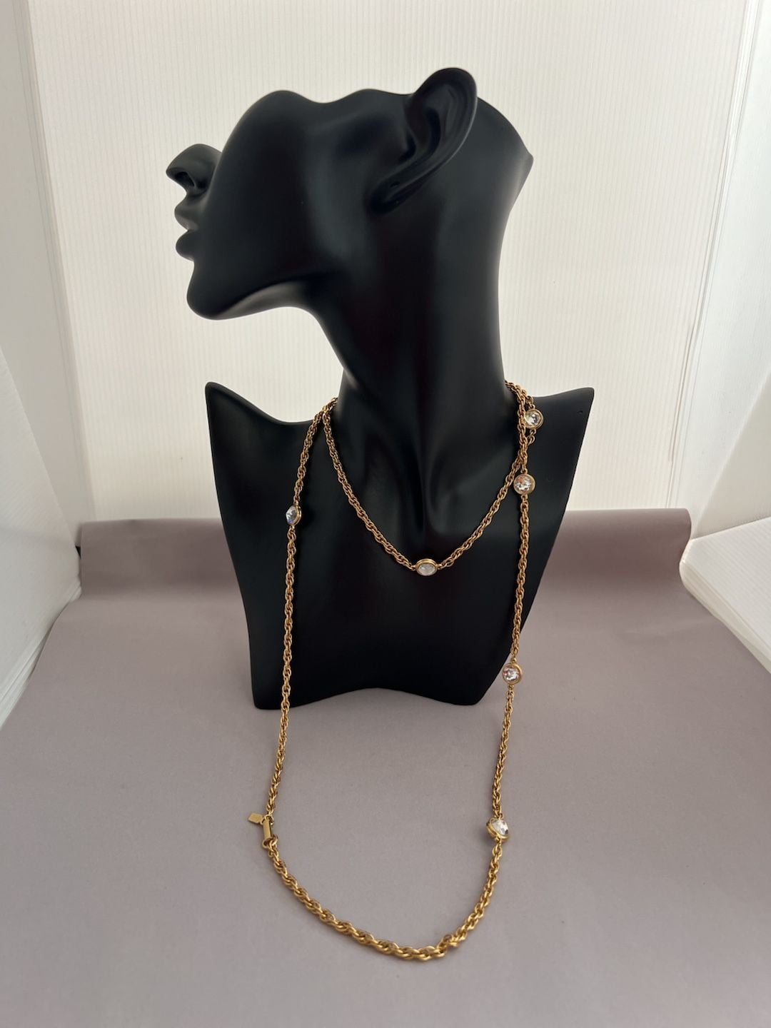 Swarovski Gold Tone Crystal Station Long Necklace 2