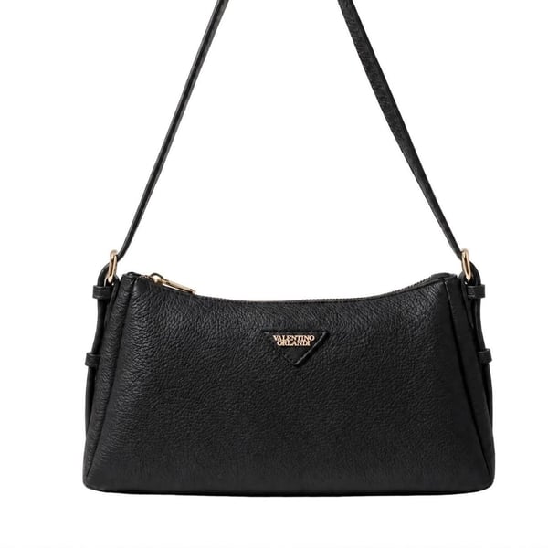Valentino Orlandi Black Pebbled Leather Shoulder Bag