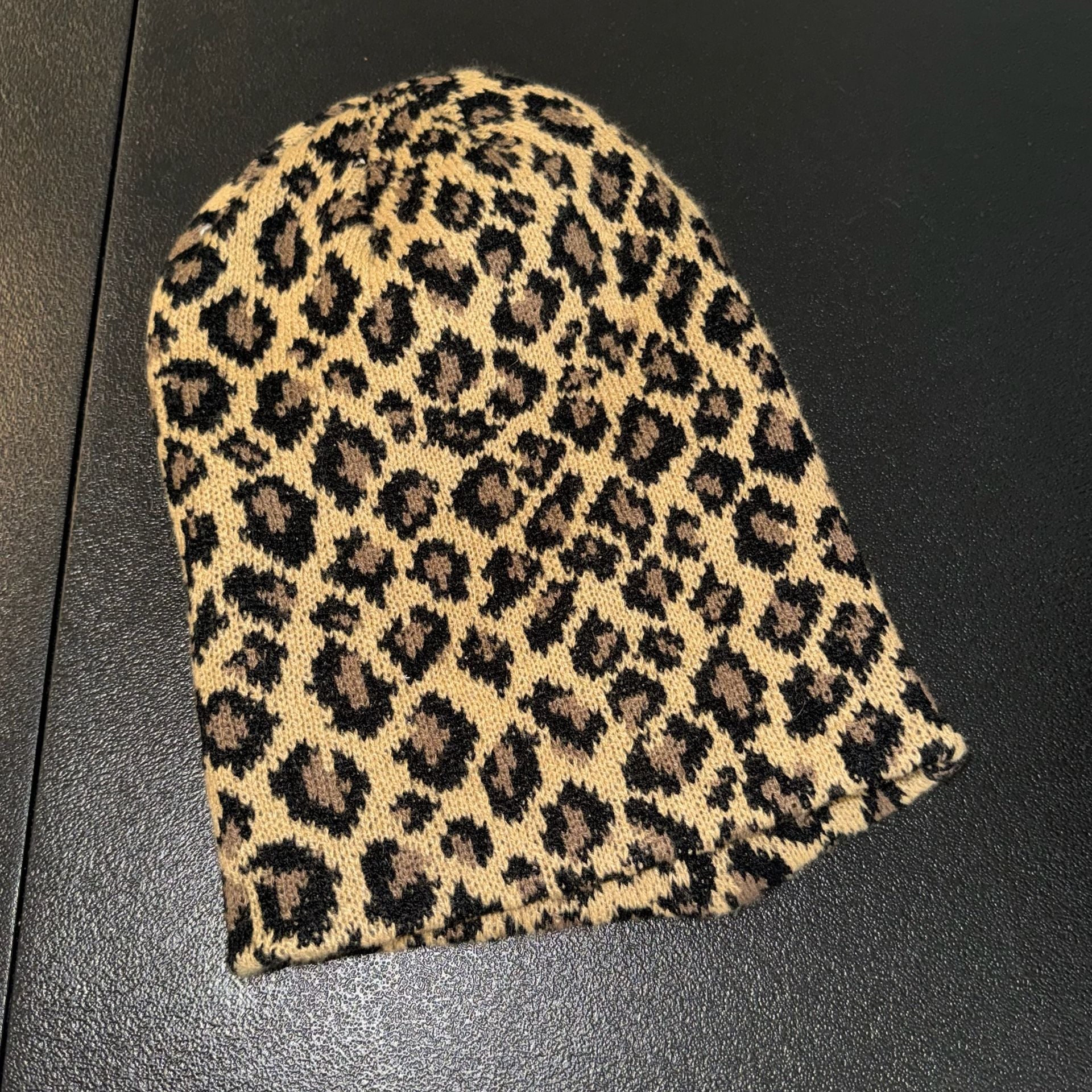 Leopard Print Knit Beanie Hat 2