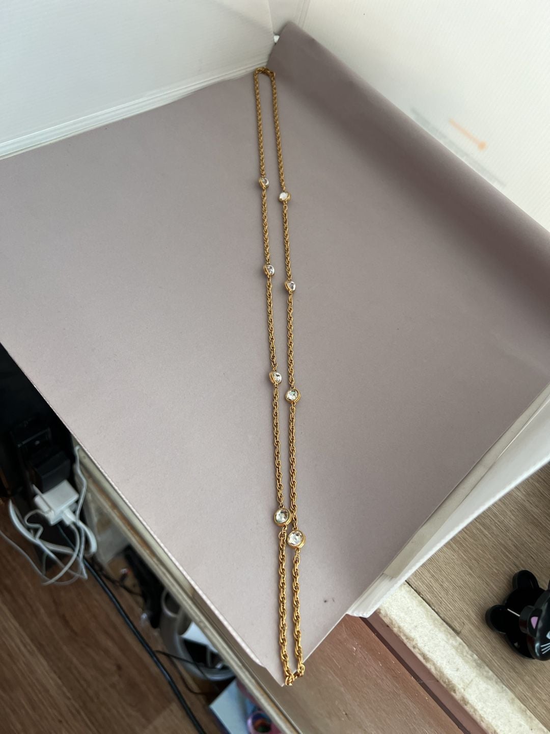 Swarovski Gold Tone Crystal Station Long Necklace 6
