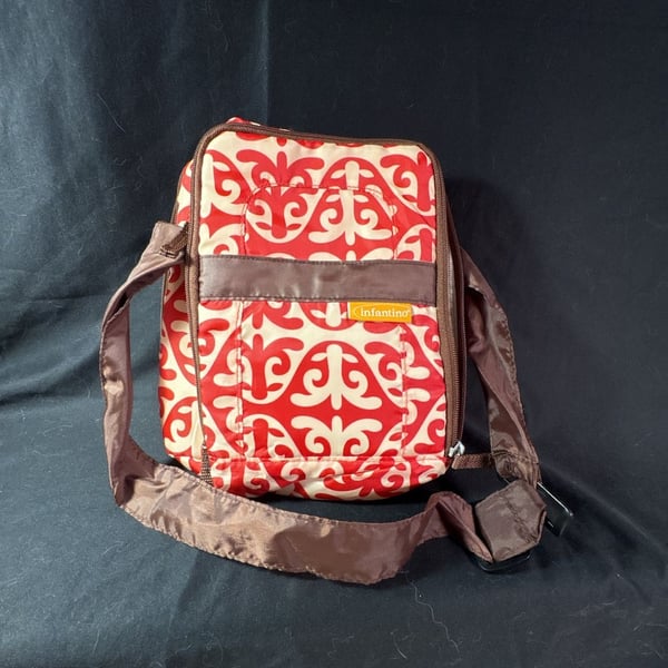 Infantino Stay Cool Cooler Bag Red Cream Printed Crossbody Diaper Bag