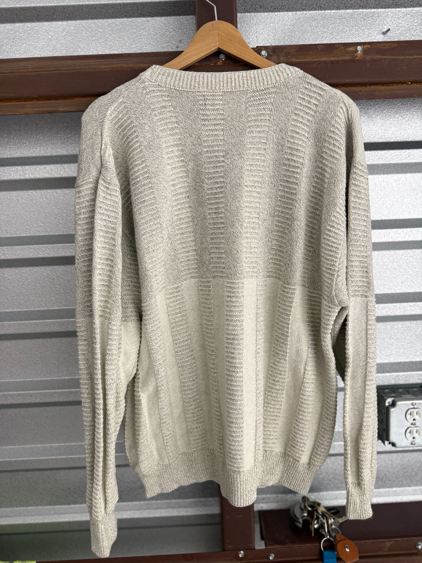 Shenandoah Golf Sweater Size L Vintage Beige Knitted Pullover Crewneck 8