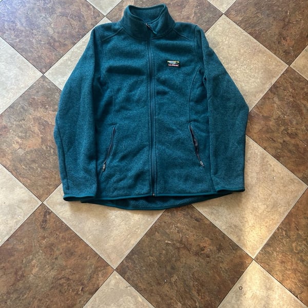 L.L. Bean Sweater Fleece Full-Zip Jacket Teal Green