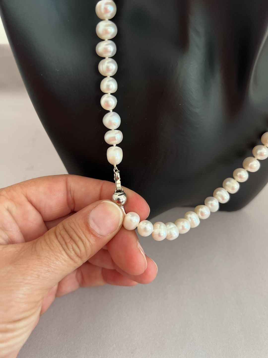 Unbranded Cultured Freshwater Pearl Necklace White Ball Clasp 4