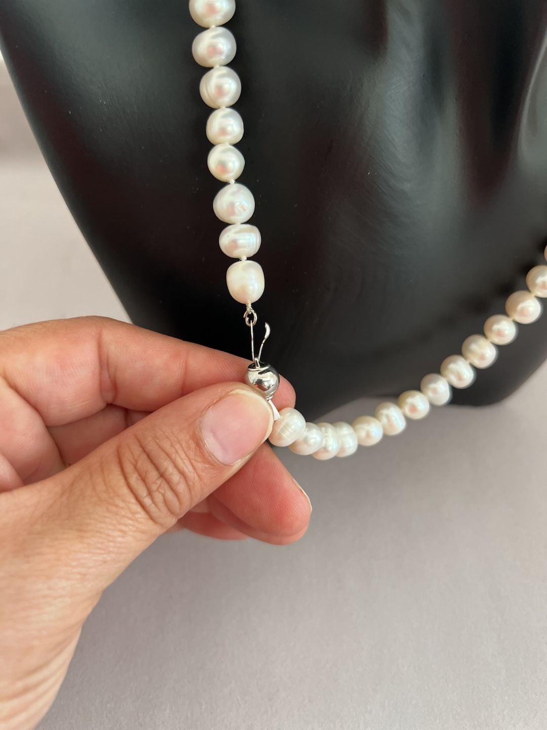 Unbranded Cultured Freshwater Pearl Necklace White Ball Clasp 5