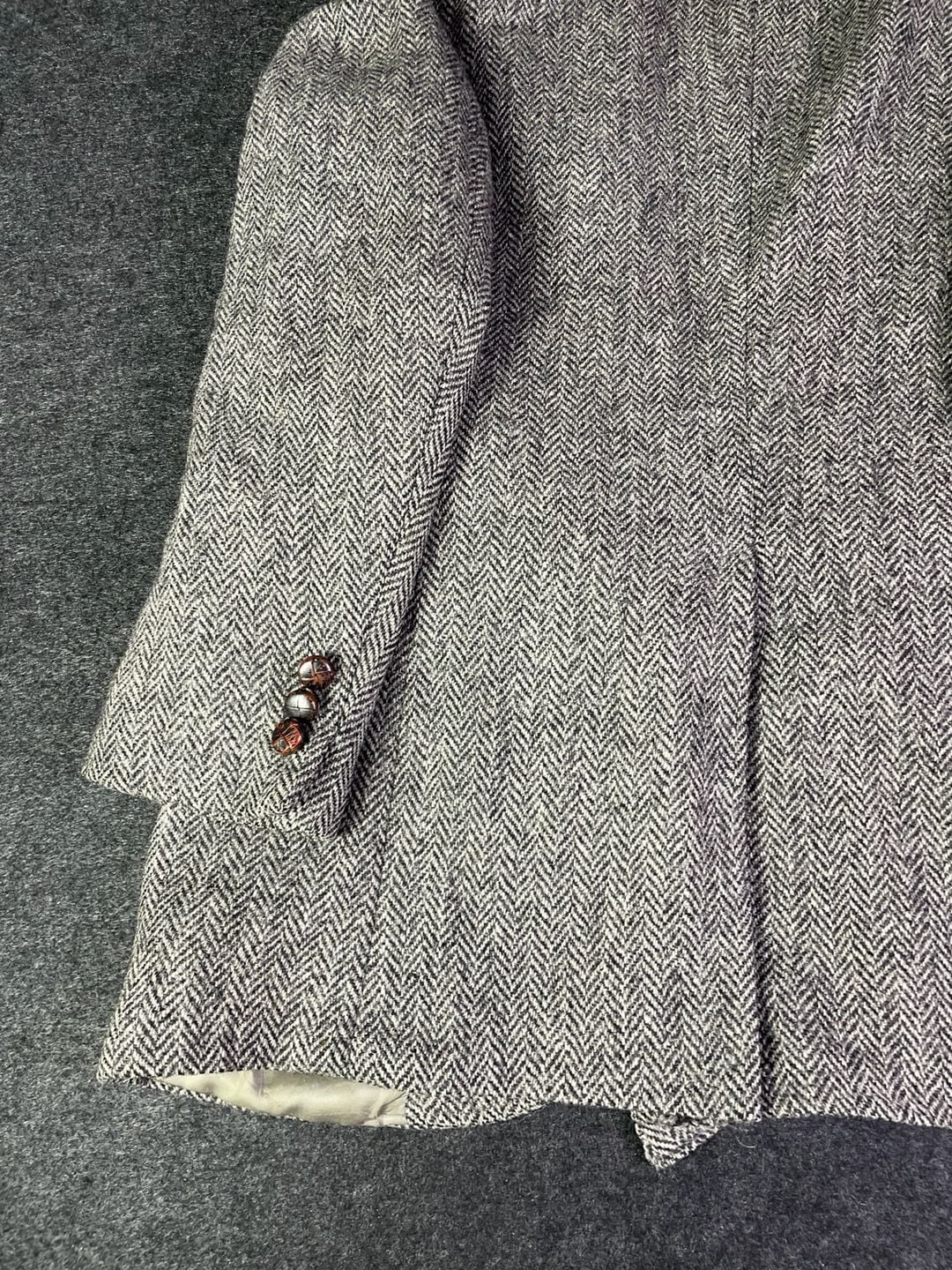 Harris Tweed Wool Sport Coat Gray Herringbone Blazer 8