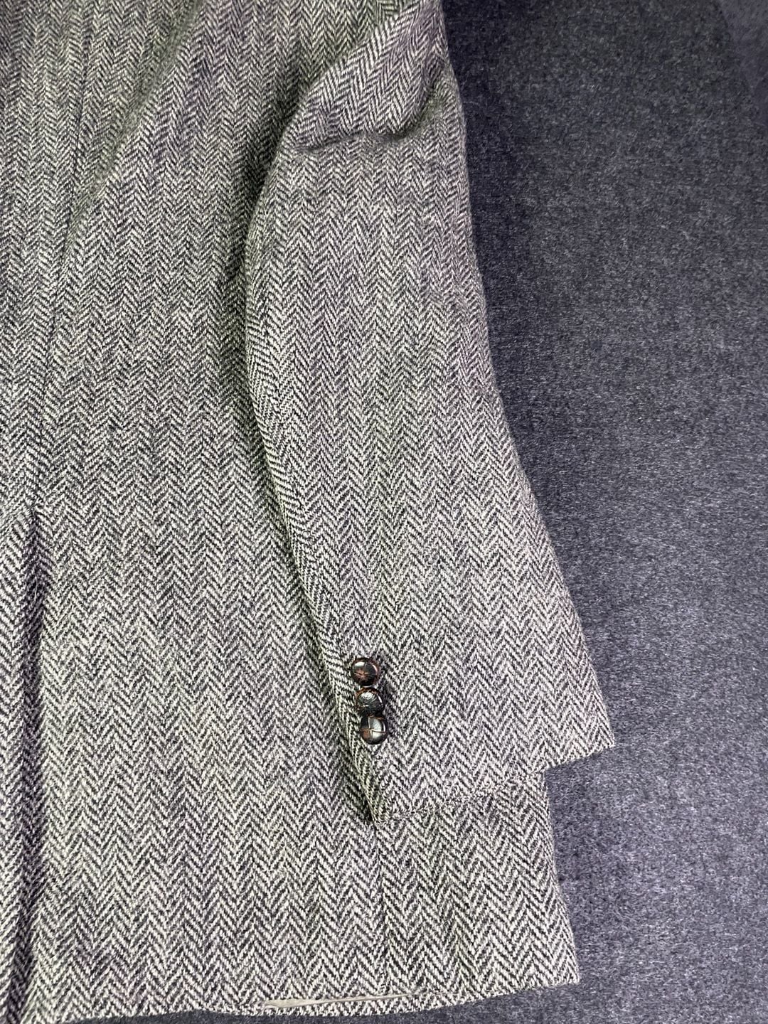 Harris Tweed Wool Sport Coat Gray Herringbone Blazer 9