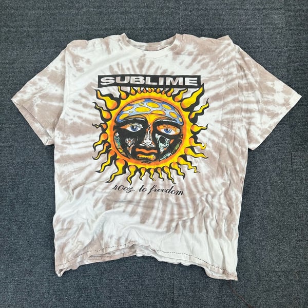Sublime 40oz to Freedom Tie Dye T-Shirt Size L Brown White Graphic Band Tee
