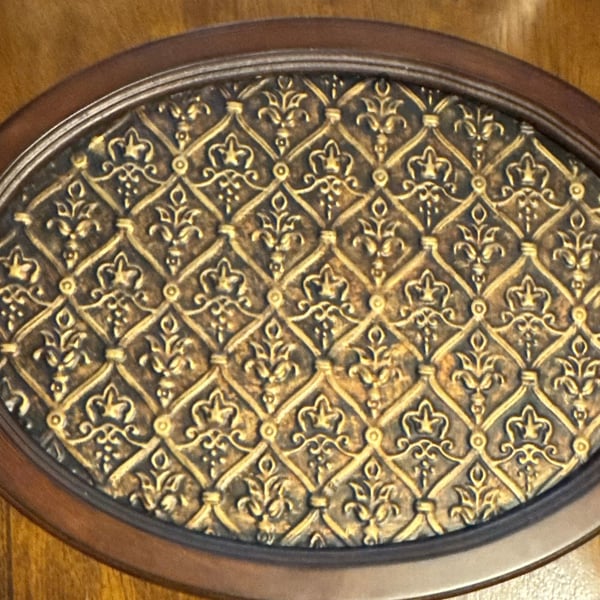 Giftcraft Home Decor Decorative Serving Tray Gold and Wood Oval