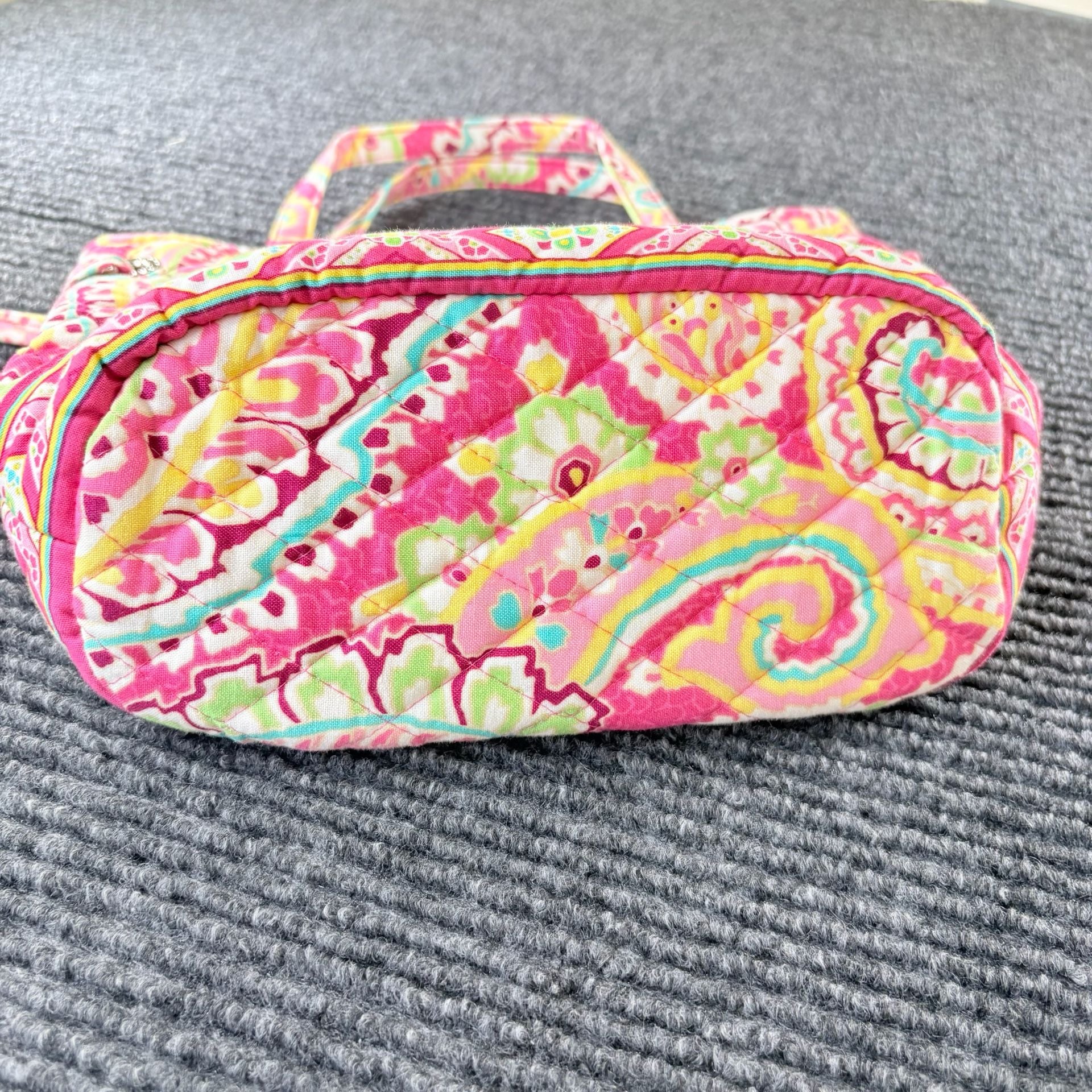 Vera Bradley Sherry Handbag Capri Melon Quilted Cotton Pink Paisley 7