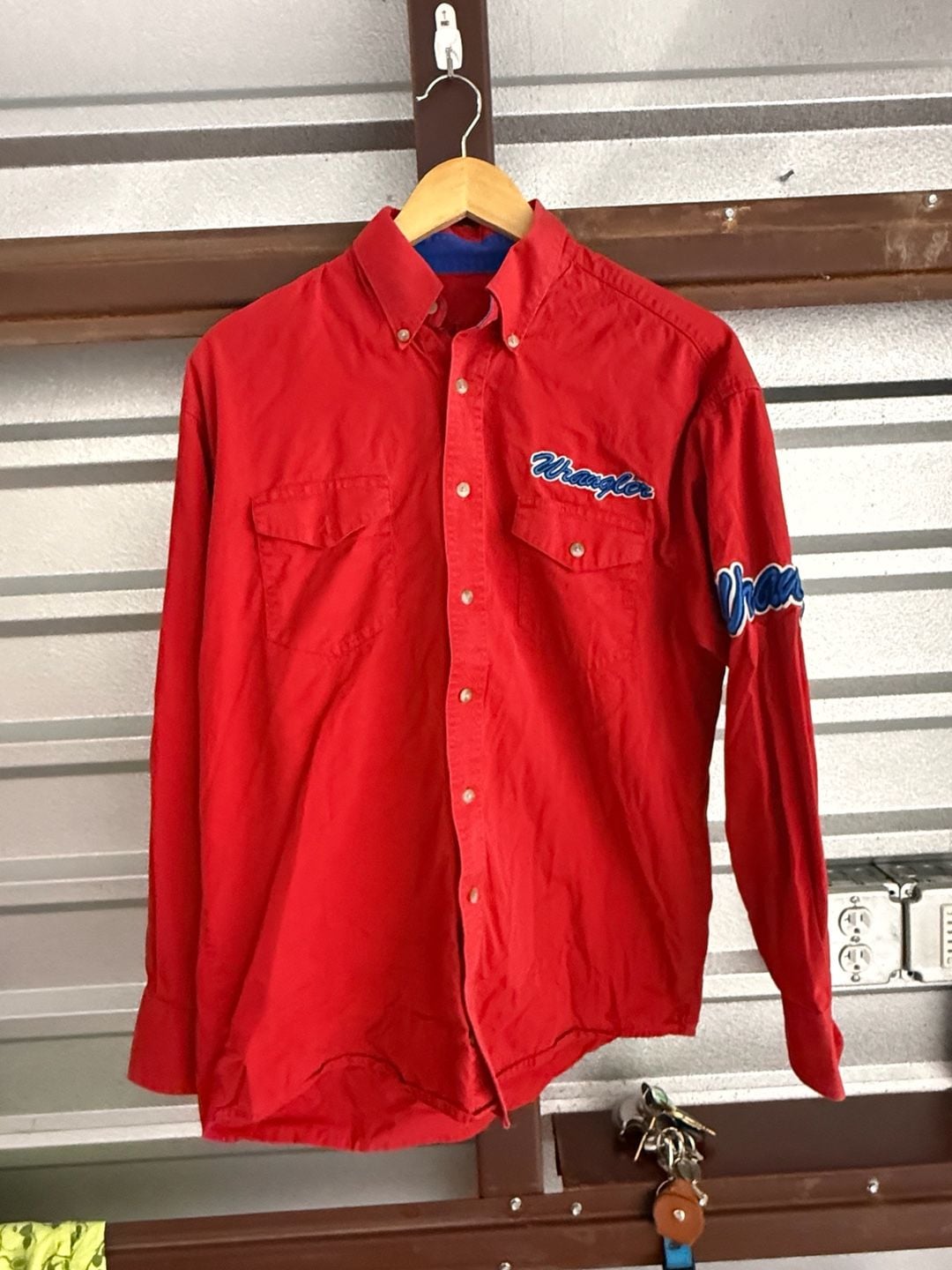 Wrangler Long Sleeve Western Button Down Shirt Red Embroidered Logo 2