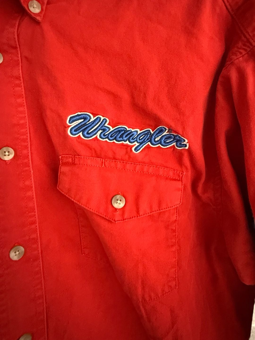 Wrangler Long Sleeve Western Button Down Shirt Red Embroidered Logo 3