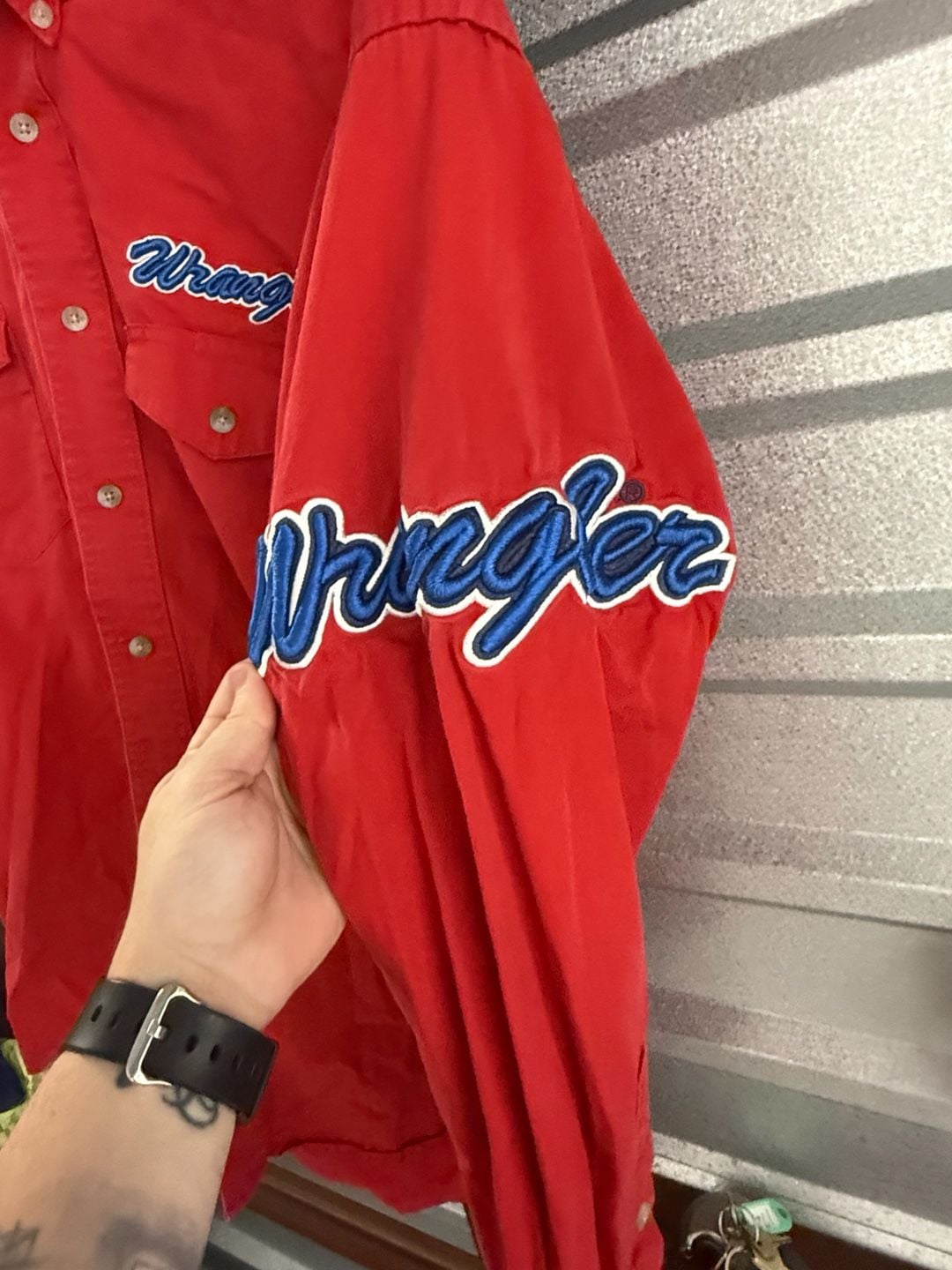 Wrangler Long Sleeve Western Button Down Shirt Red Embroidered Logo 4
