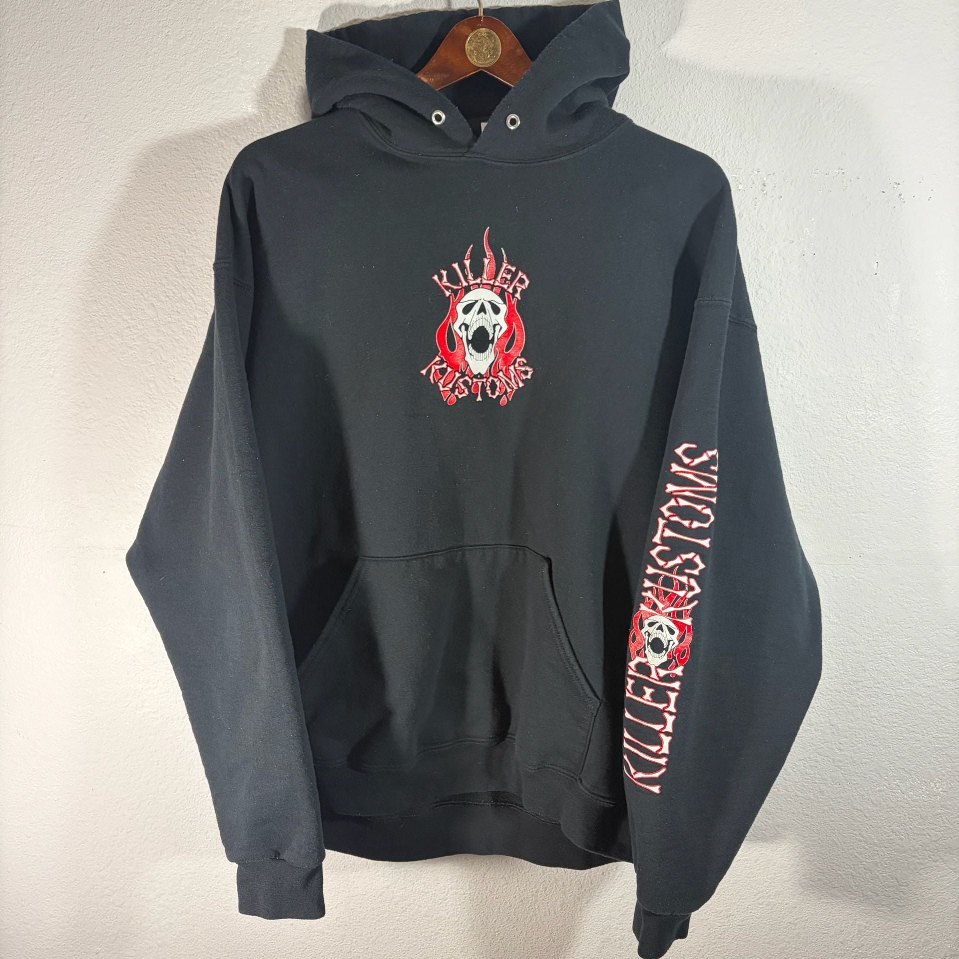 FIRE Skull and Cross bones Killer Kustoms Hoodie 2