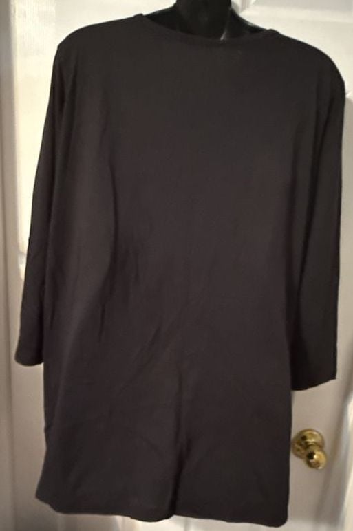 Halloween Spider Web Embroidered Tunic Top 3X Black Orange Clear Rhinestones Vtg 12