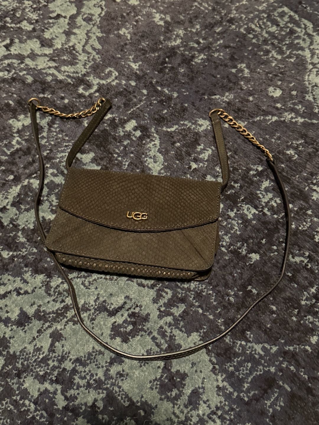 UGG Black Snakeskin Leather Crossbody Bag 2